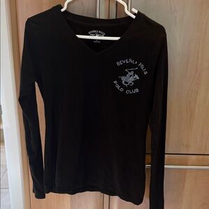 Beverly Hills Polo Club Black V-Neck Top